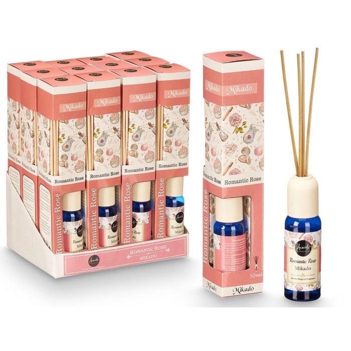 Acorde Mikado 50 ml con varillas rosas - Aceite aromático, estampado rosa, 5x25x5 cm (24 Unidades) Acorde Mikado 50 ml con varillas rosas - Aceite aromático, estampado rosa, 5x25x5 cm (24 Unidades)