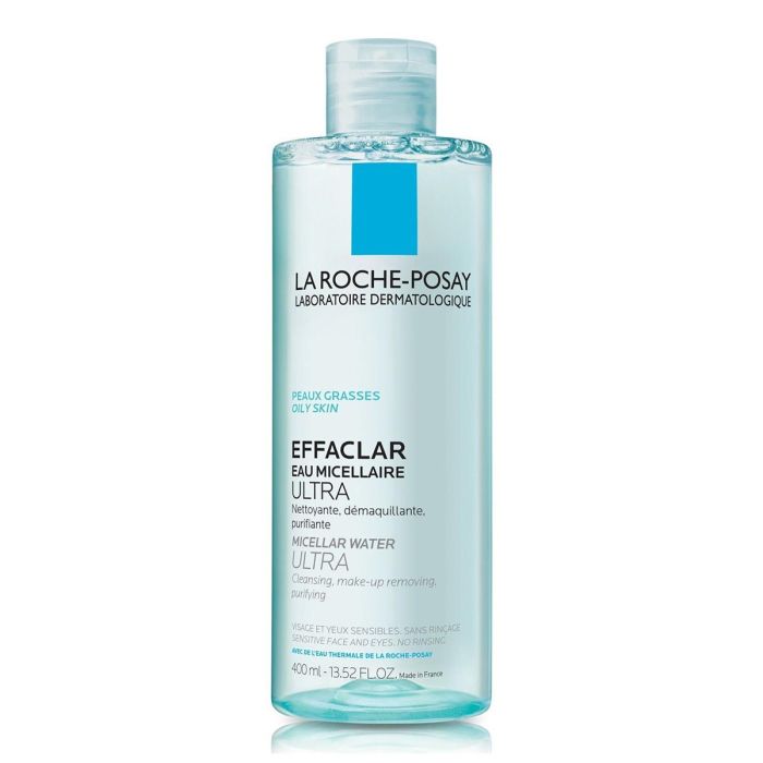 La Roche Posay Effaclar Agua Micelar Ultra Purificante Limpiador Facial y Desmaquillante para Piel Grasa, Sensible y Acné Hipoalergénico 400 ml