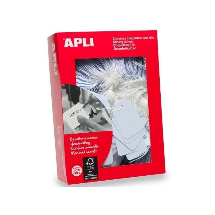 Apli Etiquetas Colgantes Con Hilo 11x24 mm Caja 1000 Ud Blanco Apli Etiquetas Colgantes Con Hilo 11x24 mm Caja 1000 Ud Blanco