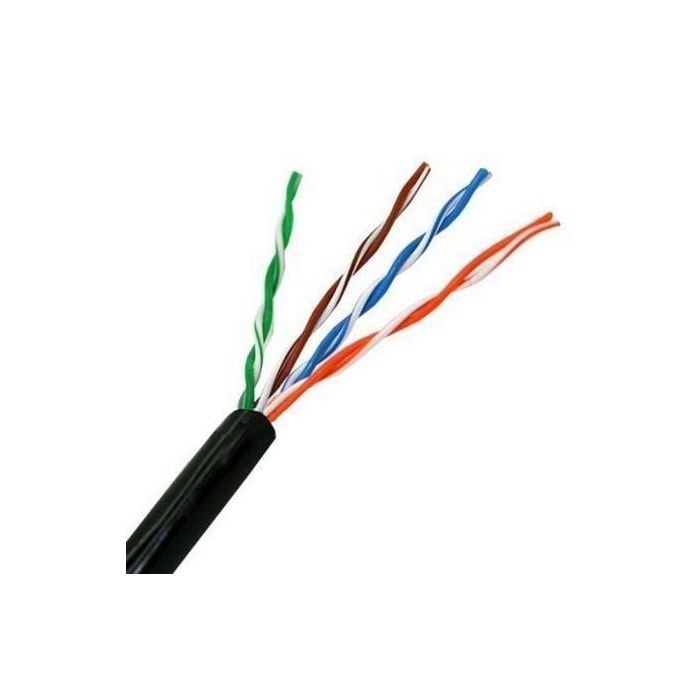 AISENS - BOBINA CABLE DE RED EXTERIOR IMPERMEABLE RJ45 CAT.5E UTP RÍGIDO AWG24, NEGRO, 305M