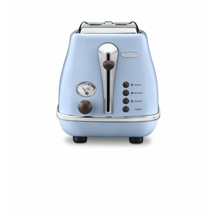 Delonghi CTOV 2103.AZ Tostadora Icona Vintage 900W, 2 Ranuras, con Descongelación y Cancelación, Azul y Marrón 6