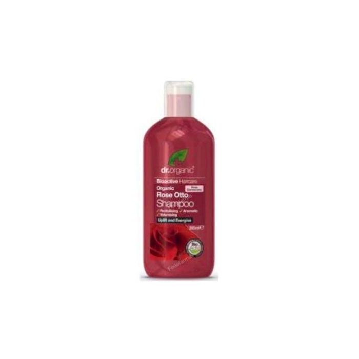 DR. ORGANIC Champú Rosa de Damasco 265ml - Volumen y revitalizante, uso diario, apto para veganos