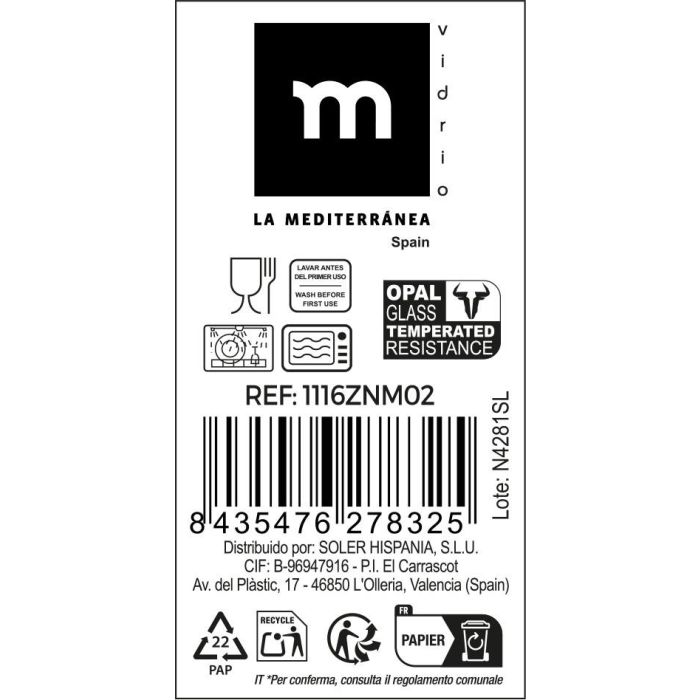 Plato Llano 25 cm Opal Coup Basic Inde (36 Unidades) 3