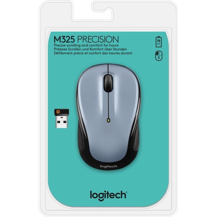 Logitech M325 Ratón Inalámbrico Óptico 1000 DPI Ambidextro, Conexión RF 2.4 GHz, Batería AA, para Oficina, Gris 5 Logitech M325 Ratón Inalámbrico Óptico 1000 DPI Ambidextro, Conexión RF 2.4 GHz, Batería AA, para Oficina, Gris 5