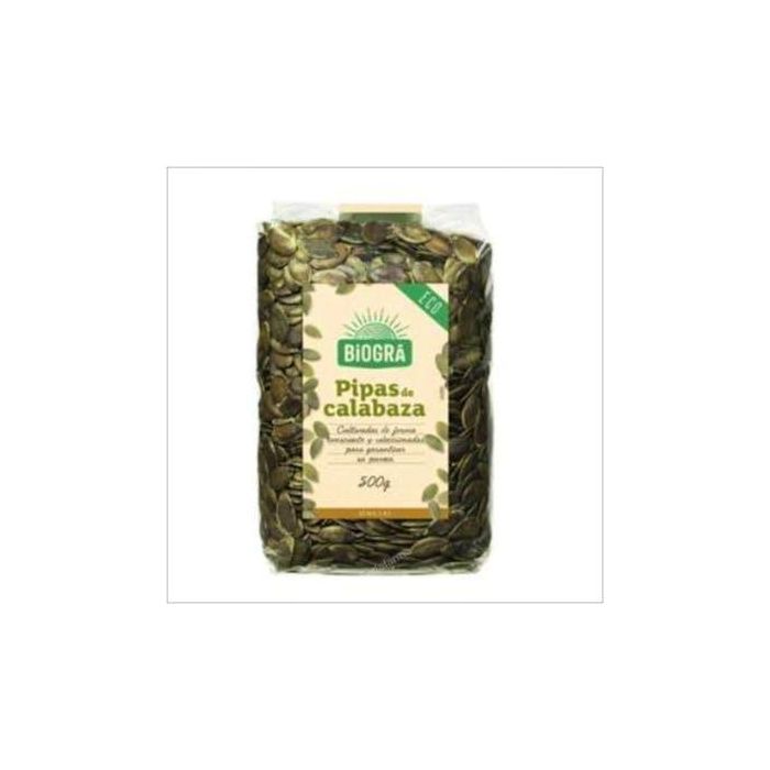 BIOGRA Pipas de Calabaza Ecológicas 500g - Ricas en Fibra y Proteínas, Alimento Vegano y Sin Lactosa