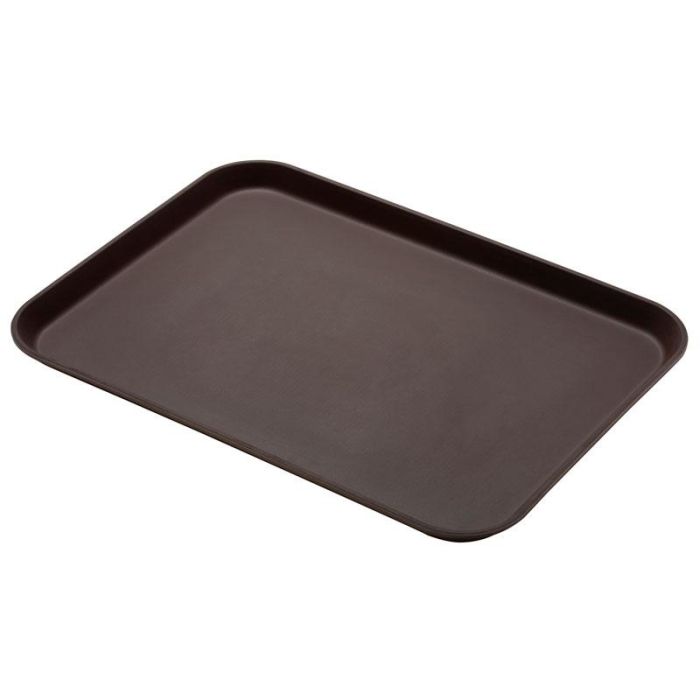 CAMBRO - 1826CT-138- Bandeja CAMTREAD FIBRA DE VIDRIO rectangular con superficie ANTIDESLIZANTE/perfil alto - 45x65 cm - Marrón