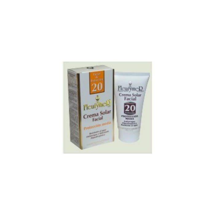 FLEURYMER Crema Solar Facial SPF-20 Tubo 80ml Protección UVA/UVB con Manzanilla y Aloe Vera para Piel Hidratada y Bronceada