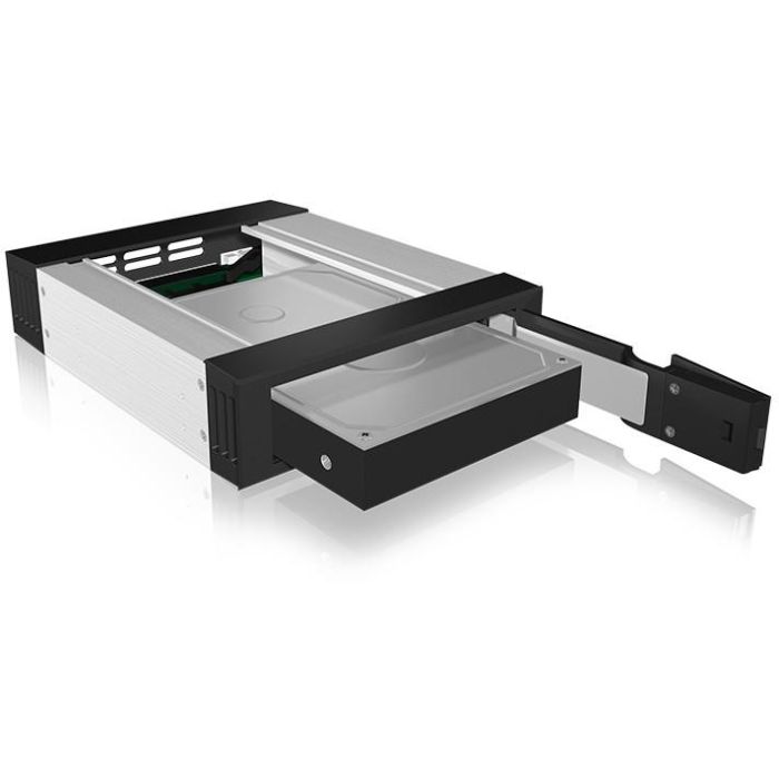 ICY BOX Wechselrahmen 1xSATA/SAS 3.5" a 1xSATA Host en bahía 5.25" EasySwap sin bandeja, Aluminio/Plástico 8