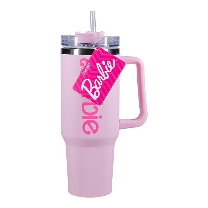 Paladone Vaso Termo con Pajita Barbie - Compatible para Bebidas Calientes o Frías, Incluye Pajita y Asa Soft Touch 2