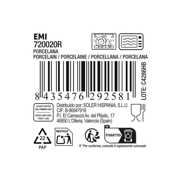 La Mediterranea Fuente Redonda Japo Ø20 cm Reac."Emi" (18 Unidades)