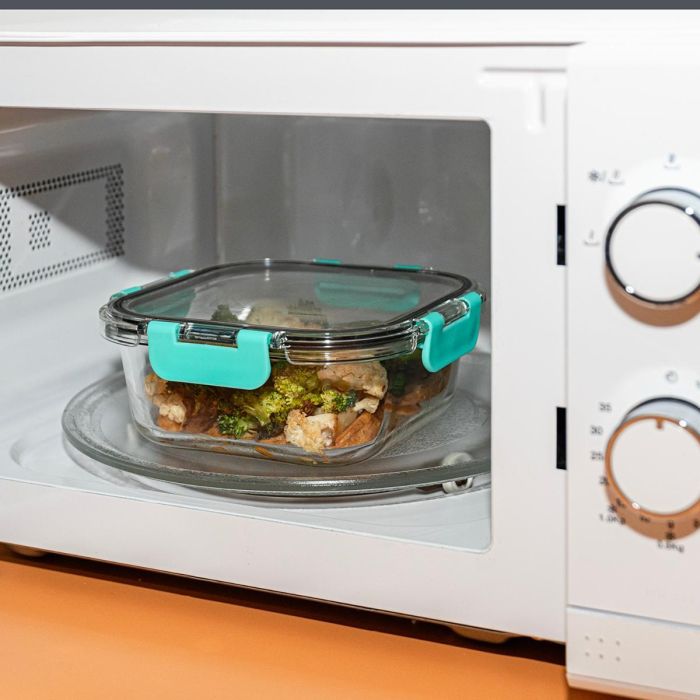 Quid Recipiente Hermético Vidrio Purity 12x12x5,8 cm - 31 cL Tapa 4 Cierres 100% Transparente Apto Microondas Congelador Frigorífico 4 Quid Recipiente Hermético Vidrio Purity 12x12x5,8 cm - 31 cL Tapa 4 Cierres 100% Transparente Apto Microondas Congelador Frigorífico 4