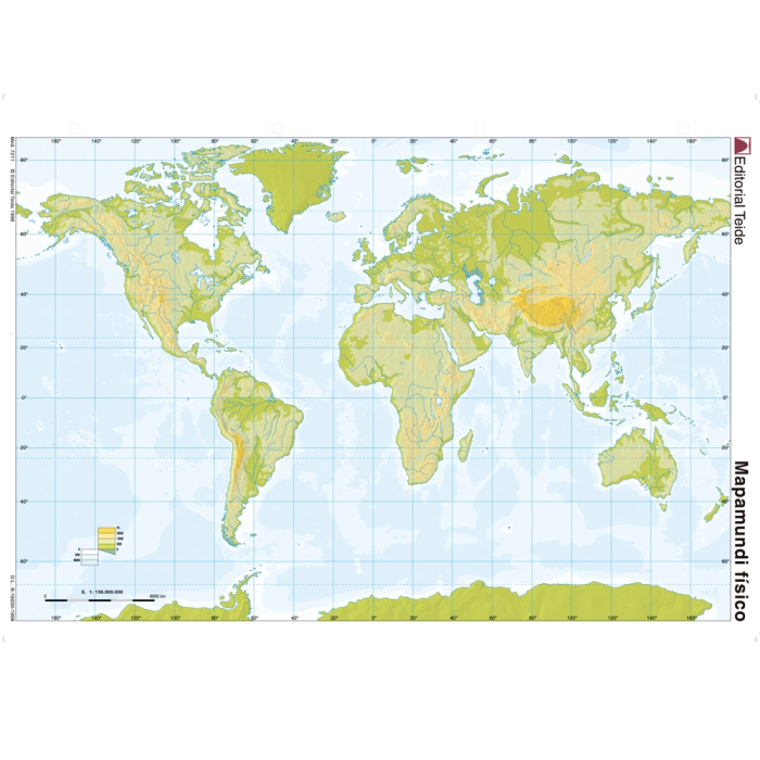 Teide Mapa Mudo Planisferio Físico DIN A4 1