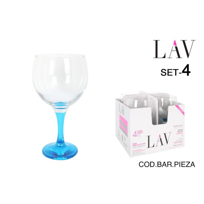 LAV Set de 4 Copas Combinados 645 cc Azul (6 Cajas) LAV Set de 4 Copas Combinados 645 cc Azul (6 Cajas)