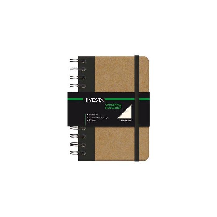 Bloc Vesta Nature Wire-O A6 96H 80Gr. Liso Con Goma