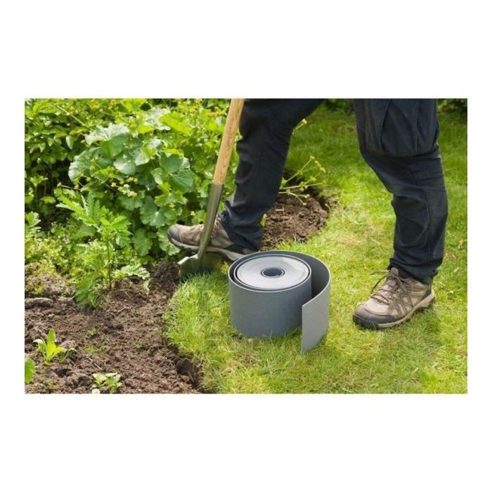 Naturaleza Borde de Jardín H7.5 cm x 10 m Polietileno Gris Espesor 3 mm 10