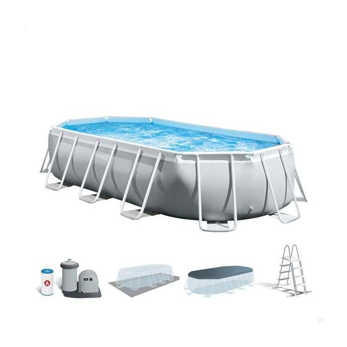 Intex Piscina Ovalada Desmontable Prism Frame 503x274x122 cm con Depuradora, Escalera, Cobertor y Tapiz (13365 Litros) 10