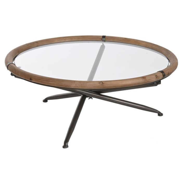 Mesa de Centro Home ESPRIT Cristal Madera de abeto 100 x 100 x 40 cm 0 Mesa de Centro Home ESPRIT Cristal Madera de abeto 100 x 100 x 40 cm 0
