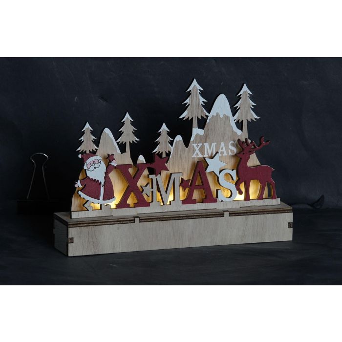 DKD Home Decor Decoración Luminosa Navidad Tradicional LED, MDF, Pilas AAA, Natural Verde, 5x17x22.5 cm (4 Unidades) 1 DKD Home Decor Decoración Luminosa Navidad Tradicional LED, MDF, Pilas AAA, Natural Verde, 5x17x22.5 cm (4 Unidades) 1