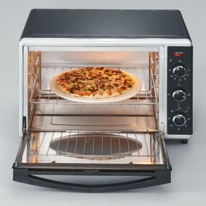 Mini horno calor severin to2058 girando 42 L, piedra de pizza y giros, horno posable 1,800 W, temporizador de 120 minutos, negro/acero inoxidable 2