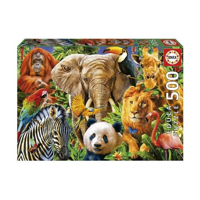 Puzzle 500 piezas collage de animales salvajes Puzzle 500 piezas collage de animales salvajes