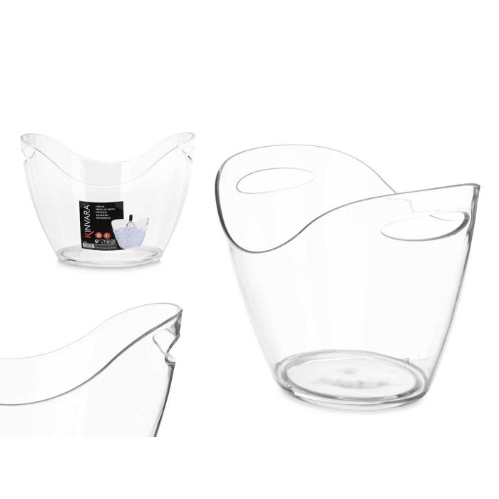 Kinvara Cubitera de botellas doble asa 8L, Plástico transparente, 35x25x25 cm (6 Unidades)