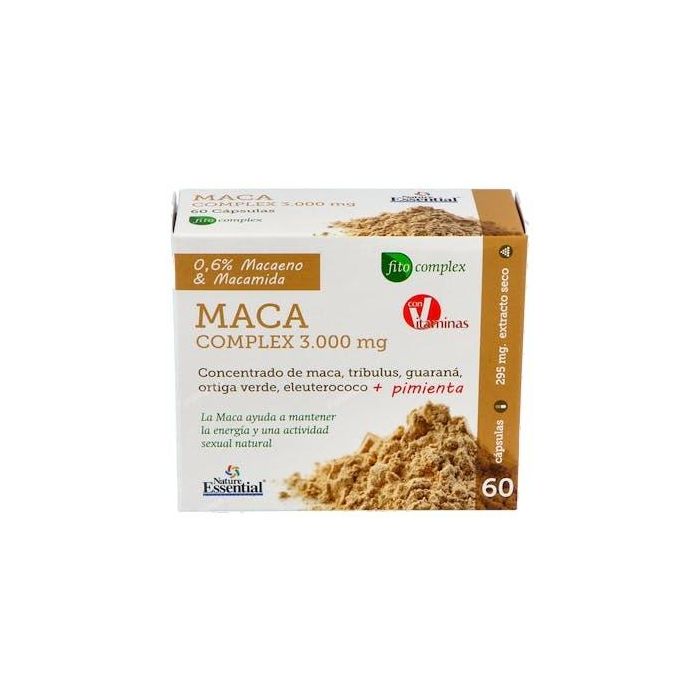 NATURE ESSENTIAL Maca Complex 3000mg para Energía y Vitalidad, 60 Cápsulas