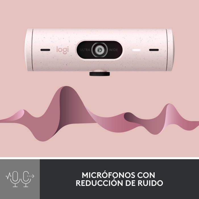 Logitech Webcam Brio 500 Rosa Full HD 1080p, 4 MP, Zoom Digital 4x, Enfoque Automático, USB-C 4