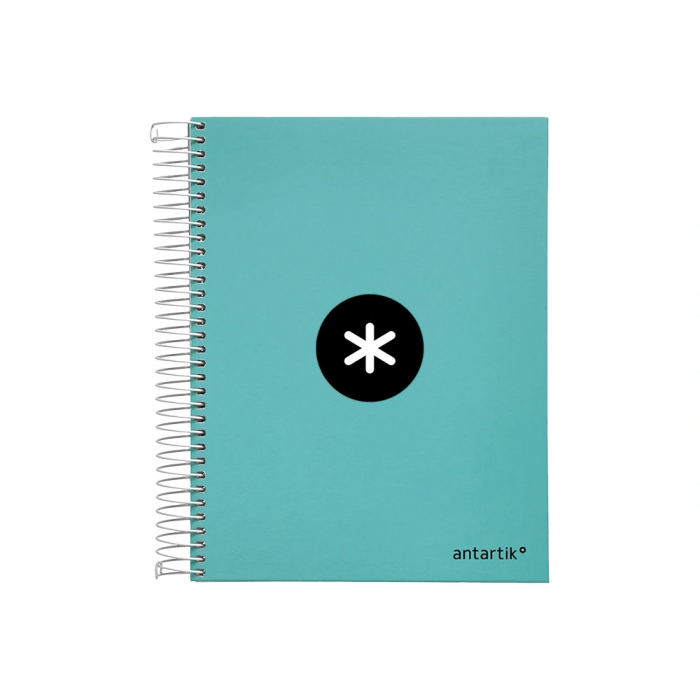 Antartik Cuaderno Espiral A5 Micro, 120 Hojas 90gr Liso, 5 Bandas, 6 Taladros, Color Menta 1