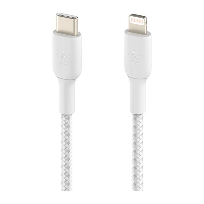 Belkin CAA004BT1MWH Cable USB-C a Lightning Trenzado Boost Charge 1m Blanco 2