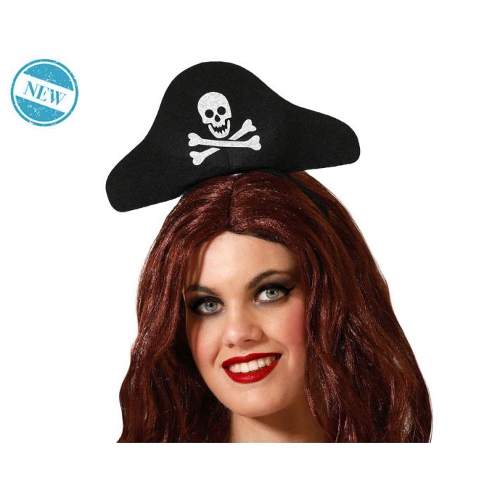 Diadema Pirata Negra Con Lazo Rojo Y Calavera Diadema Pirata Negra Con Lazo Rojo Y Calavera