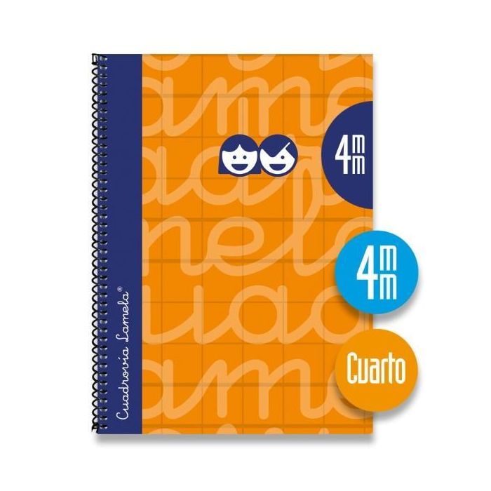 Lamela Cuaderno Espiral 80H 4º 70 gr Cuadrovía 4 mm C- Margen Cubierta Extradura Naranja -Pack 5U- Lamela Cuaderno Espiral 80H 4º 70 gr Cuadrovía 4 mm C- Margen Cubierta Extradura Naranja -Pack 5U-