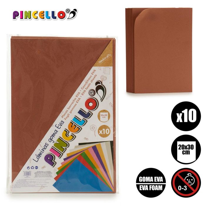10 Láminas Goma Eva Marrón 20x30 cm - Pincello (24 Unidades) 3 10 Láminas Goma Eva Marrón 20x30 cm - Pincello (24 Unidades) 3