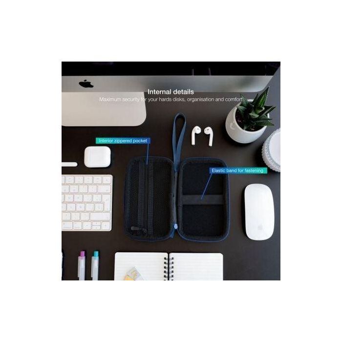 TooQ TQBC-E2503PB Estuche Compacto Rígido para Disco Duro Portátil 2.5 pulgadas con Cremallera y Red de Malla - Azul Pacífico 1 TooQ TQBC-E2503PB Estuche Compacto Rígido para Disco Duro Portátil 2.5 pulgadas con Cremallera y Red de Malla - Azul Pacífico 1