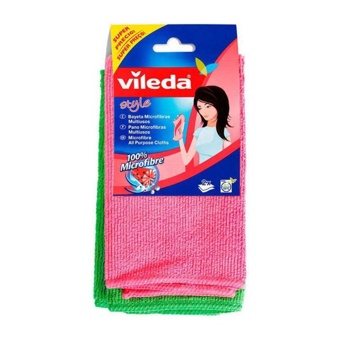 Vileda Bayeta Microfibra Style Multiusos Colores Surtidos Pack 2 Unidades 36 x 34 cm