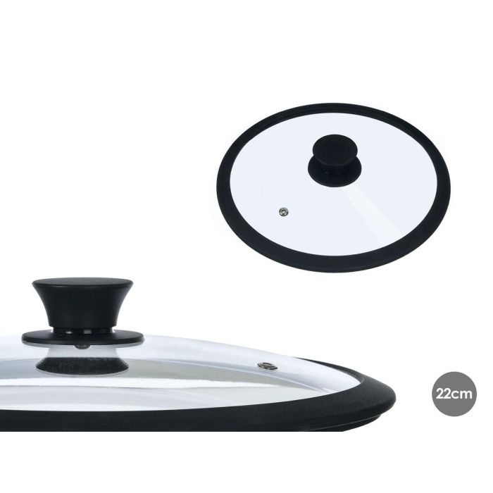 Kinvara Tapa de Cristal con Silicona 22 cm de Diámetro Transparente (Set de 12)