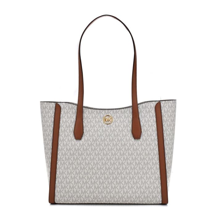 Bolso de Hombro Michael Kors Leida Beige 34 x 29 x 12 cm