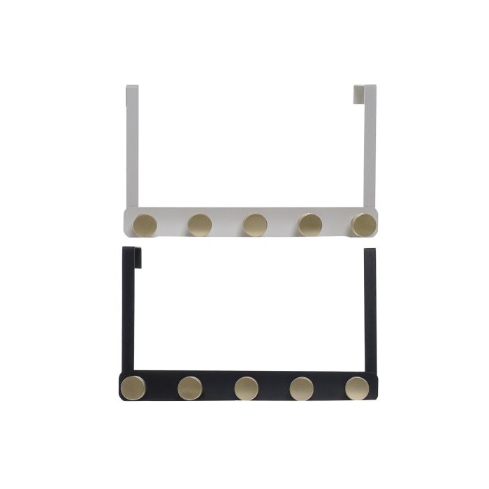 DKD Home Decor Perchero Glam Metálico Gris Claro y Oscuro, Acabado Dorado, 5 Ganchos, 33.5x5x20 cm (Pack de 4 Unidades)