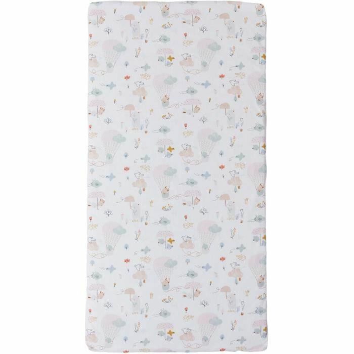 Tineo Colchón nómada Globos para Bebé 120x60x4 cm Blanco. Colchoneta de viaje extraíble con base aislante y funda con asa.