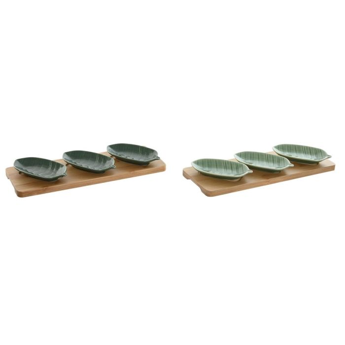 Aperitivo Tropical DKD Home Decor Verde Verde Oscuro 10.5 x 3 x 28.4 cm Set de 4 (2 Unidades)