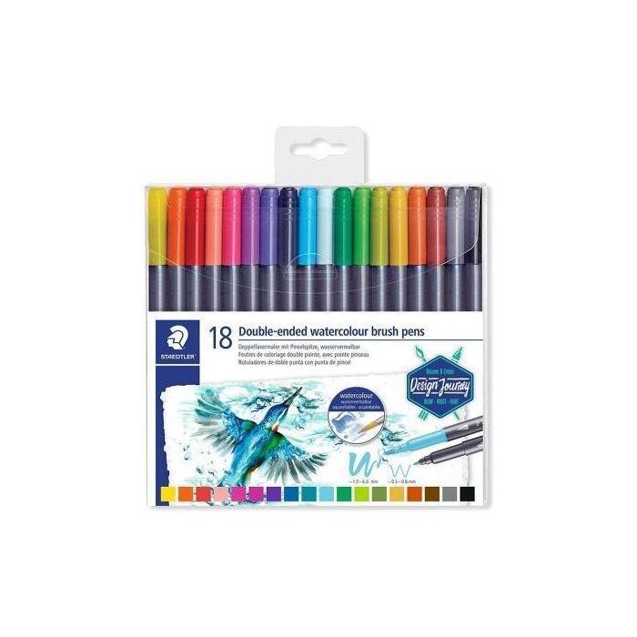 Staedtler Rotuladores Design Journey Doble Punta Fina-Pincel Acuarelables C-Surtidos Estuche 18 Ud Staedtler Rotuladores Design Journey Doble Punta Fina-Pincel Acuarelables C-Surtidos Estuche 18 Ud