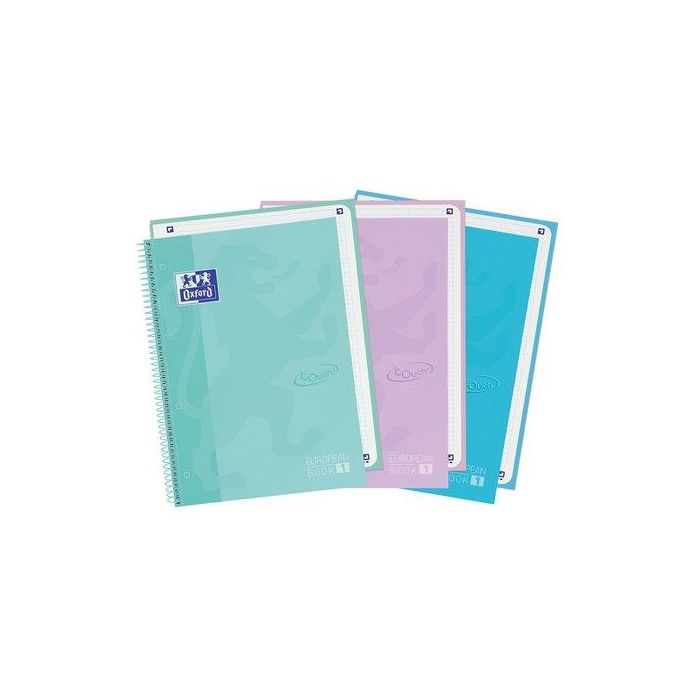 Oxford Cuaderno Europeanbook 1 Touch Write&Erase A4 80 Hojas, Tapa Extradura, Cuadrícula 5x5, Pack 3 Unidades