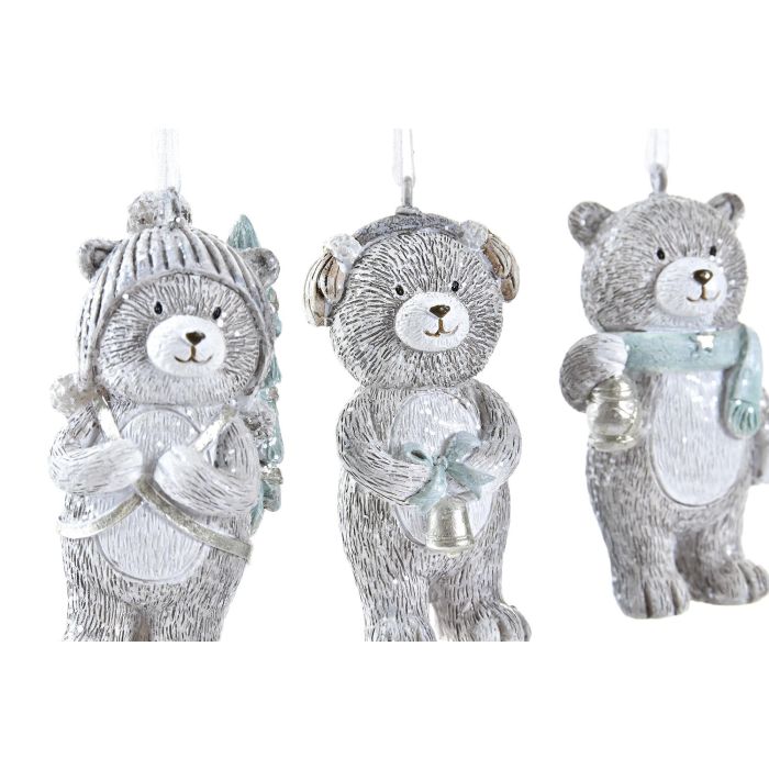 DKD Home Decor Set de 12 Decoraciones Colgantes de Navidad Modernas, de Resina Color Gris con Forma de Oso, Surtidas, 3x4x7 cm 1 DKD Home Decor Set de 12 Decoraciones Colgantes de Navidad Modernas, de Resina Color Gris con Forma de Oso, Surtidas, 3x4x7 cm 1