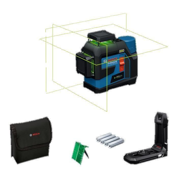 BOSCH PROFESSIONAL GLL 12V-100-33 CG - Láser de 3 líneas verdes - Alcance 100 m - Precisión 0,3 mm
