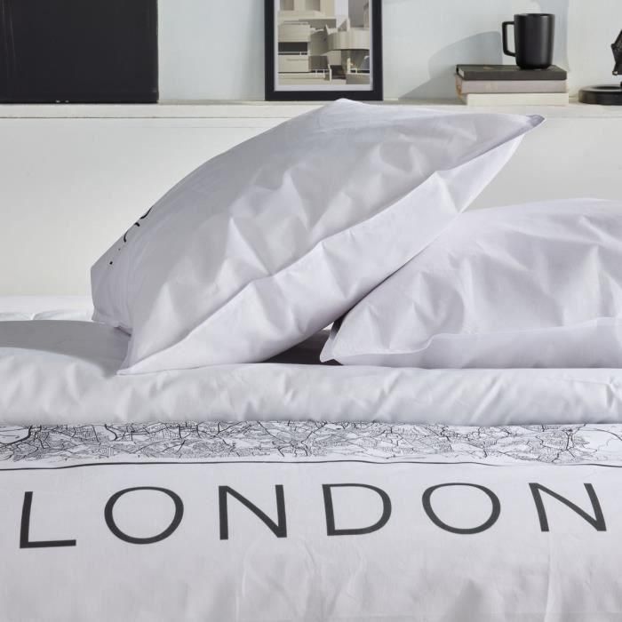 Juego de cama - TODAY - JAVA - 2 personas - 240x220 cm - Algodón - Estampado Londres - Blanco 3 Juego de cama - TODAY - JAVA - 2 personas - 240x220 cm - Algodón - Estampado Londres - Blanco 3