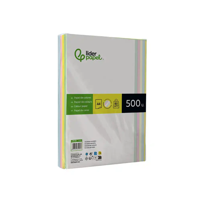 Liderpapel Papel Color A4 80gr 500 Hojas (5 Colores Surtidos) para Impresora Ink-jet, Laser y Fotocopiadoras 3 Liderpapel Papel Color A4 80gr 500 Hojas (5 Colores Surtidos) para Impresora Ink-jet, Laser y Fotocopiadoras 3