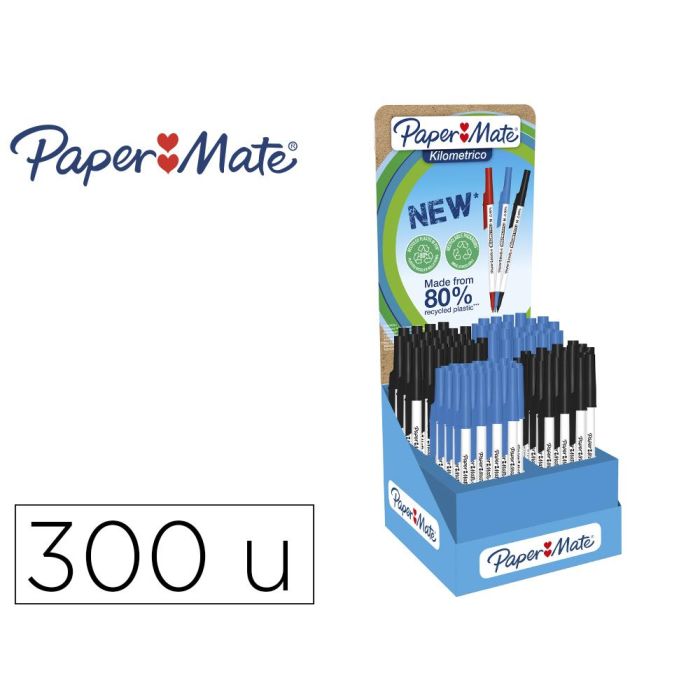 Boligrafo Paper Mate Kilometrico Punta 1 mm Plastico Reciclado 80% Expositor De 300 Unidades