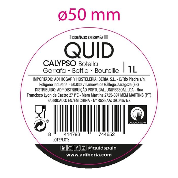 Botella Mesa Vidrio con Tapón Calypso Quid 1 L (12 Unidades) 2 Botella Mesa Vidrio con Tapón Calypso Quid 1 L (12 Unidades) 2