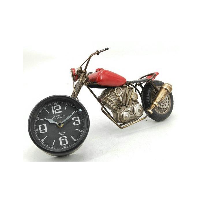 DKD Home Decor Reloj de Sobremesa Vintage con Diseño Moto, Rojo, Hierro y Cristal, 14.5x46x20 cm