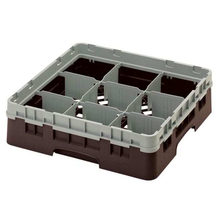 CAMBRO - 9S318-168 - Cesta de lavado 9 comp. 1 altura - 14,8 cm Ø máx. - alt. máx. 9,4 cm - 50 x 50 x 14,3 cm - Azul