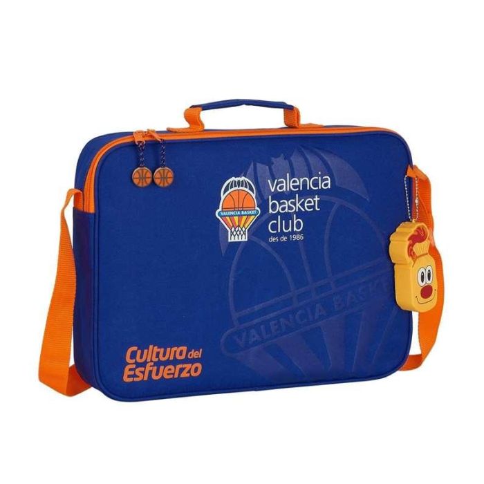 Cartera Escolar Valencia Basket Azul Naranja (38 x 28 x 6 cm)